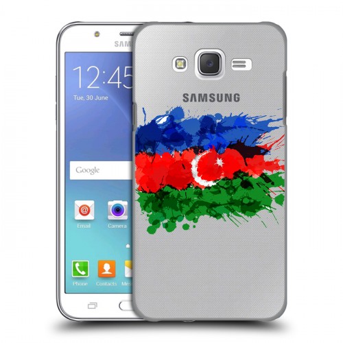 Полупрозрачный дизайнерский пластиковый чехол для Samsung Galaxy J5 Флаг Азербайджана