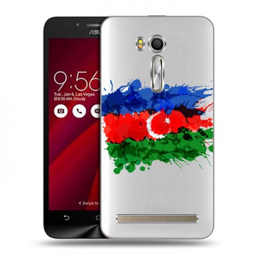 Полупрозрачный дизайнерский силиконовый чехол для ASUS Zenfone Go 5.5 Флаг Азербайджана