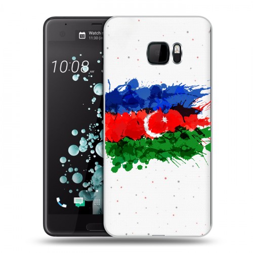 Полупрозрачный дизайнерский пластиковый чехол для HTC U Ultra Флаг Азербайджана