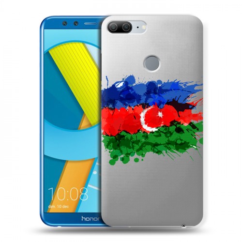 Полупрозрачный дизайнерский пластиковый чехол для Huawei Honor 9 Lite Флаг Азербайджана