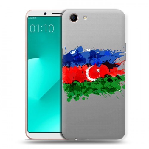 Полупрозрачный дизайнерский пластиковый чехол для OPPO A83 Флаг Азербайджана