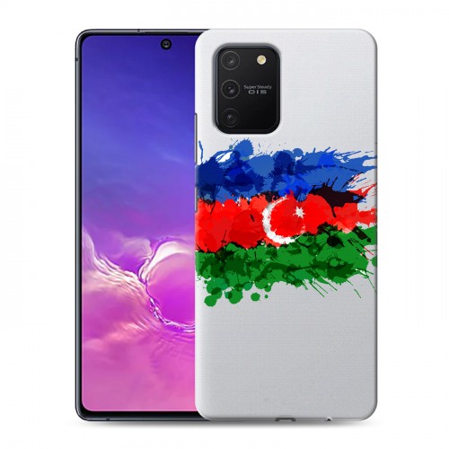 Полупрозрачный дизайнерский силиконовый с усиленными углами чехол для Samsung Galaxy S10 Lite Флаг Азербайджана