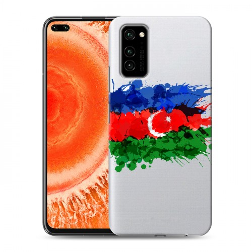 Полупрозрачный дизайнерский пластиковый чехол для Huawei Honor View 30 Pro Флаг Азербайджана