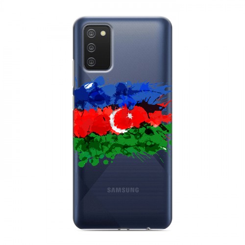 Полупрозрачный дизайнерский пластиковый чехол для Samsung Galaxy A02s Флаг Азербайджана