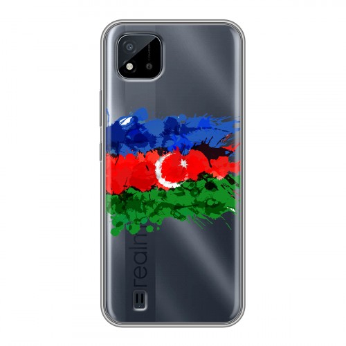 Полупрозрачный дизайнерский силиконовый с усиленными углами чехол для Realme C20 Флаг Азербайджана