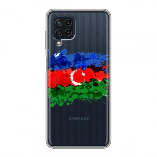 Полупрозрачный дизайнерский пластиковый чехол для Samsung Galaxy A22 Флаг Азербайджана