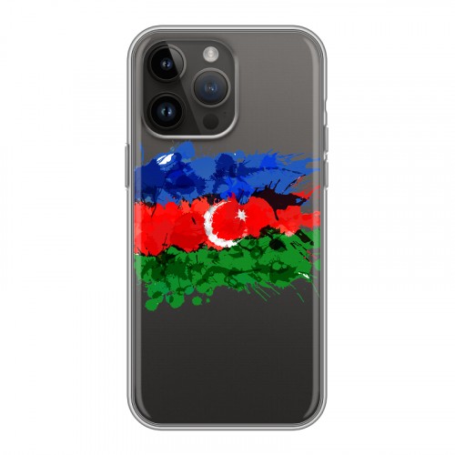 Полупрозрачный дизайнерский пластиковый чехол для Iphone 14 Pro Max Флаг Азербайджана