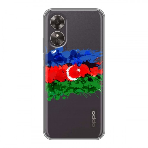 Полупрозрачный дизайнерский пластиковый чехол для OPPO A17 Флаг Азербайджана