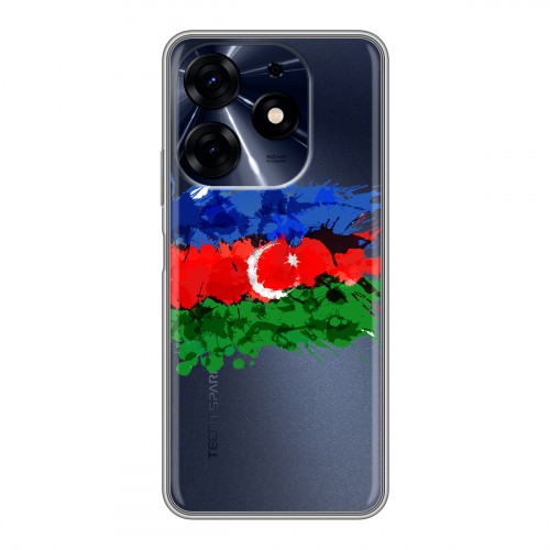 Полупрозрачный дизайнерский силиконовый чехол для Tecno Spark 10 Pro Флаг Азербайджана