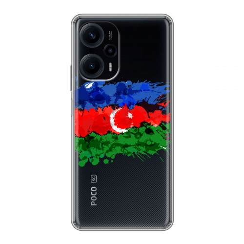 Полупрозрачный дизайнерский силиконовый чехол для XIaomi Poco F5 Флаг Азербайджана