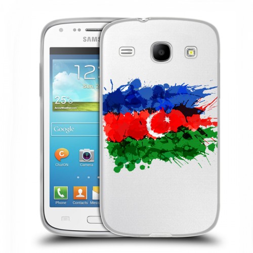 Полупрозрачный дизайнерский силиконовый чехол для Samsung Galaxy Core Флаг Азербайджана
