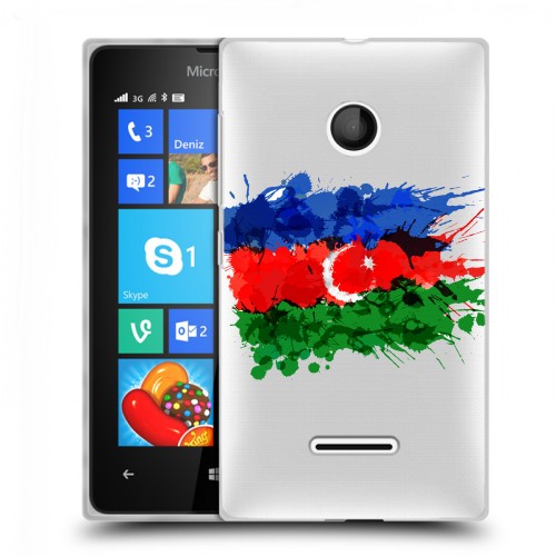 Полупрозрачный дизайнерский пластиковый чехол для Microsoft Lumia 435 Флаг Азербайджана