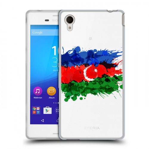 Полупрозрачный дизайнерский пластиковый чехол для Sony Xperia M4 Aqua Флаг Азербайджана