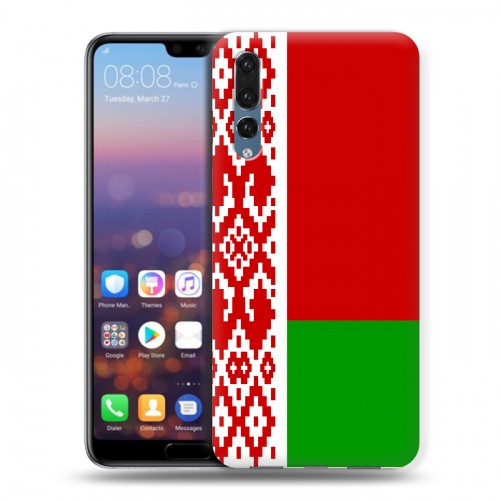 Дизайнерский силиконовый с усиленными углами чехол для Huawei P20 Pro Флаг Белоруссии