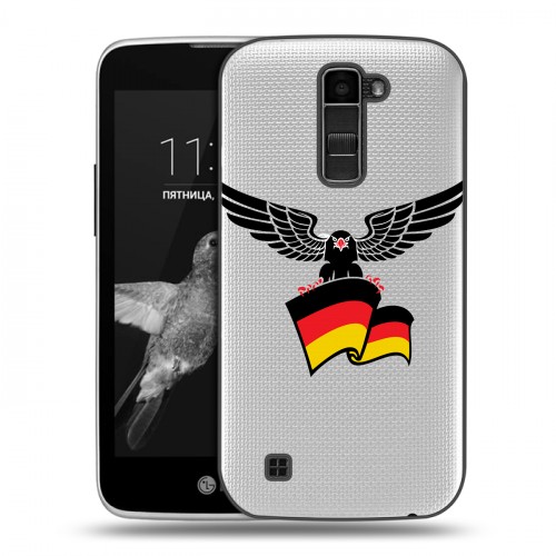 Полупрозрачный дизайнерский пластиковый чехол для LG K7 Флаг Германии