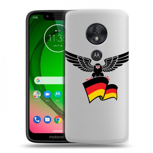 Полупрозрачный дизайнерский пластиковый чехол для Motorola Moto G7 Play Флаг Германии
