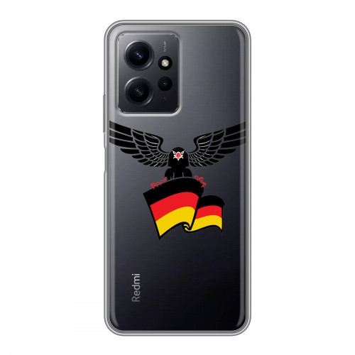 Полупрозрачный дизайнерский силиконовый с усиленными углами чехол для Xiaomi RedMi Note 12 Флаг Германии