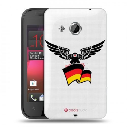 Полупрозрачный дизайнерский пластиковый чехол для HTC Desire 200 Флаг Германии