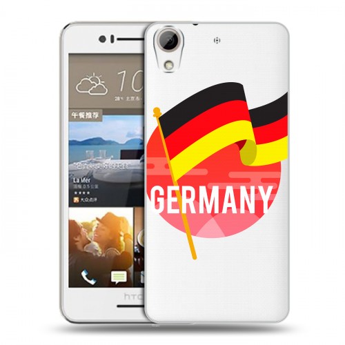 Полупрозрачный дизайнерский пластиковый чехол для HTC Desire 728 Флаг Германии