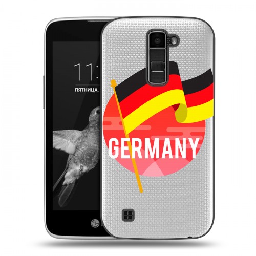 Полупрозрачный дизайнерский пластиковый чехол для LG K7 Флаг Германии