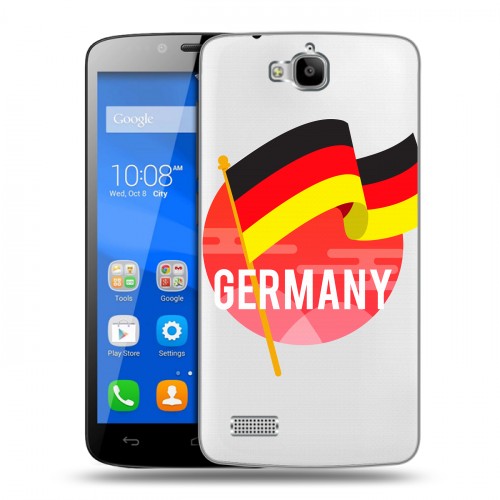 Полупрозрачный дизайнерский пластиковый чехол для Huawei Honor 3C Lite Флаг Германии