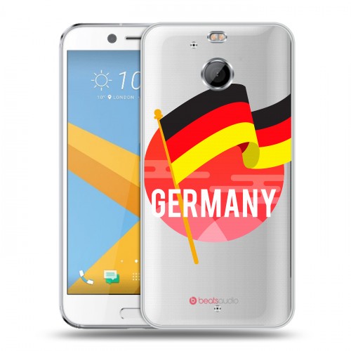 Полупрозрачный дизайнерский пластиковый чехол для HTC 10 evo Флаг Германии