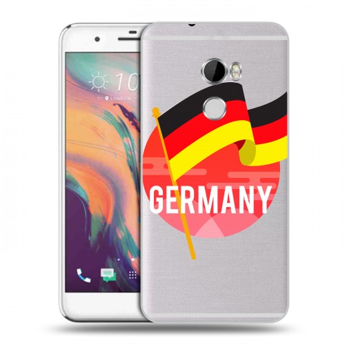 Полупрозрачный дизайнерский пластиковый чехол для HTC One X10 Флаг Германии