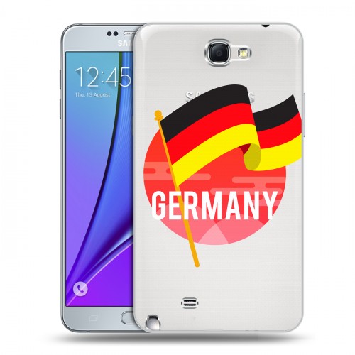 Полупрозрачный дизайнерский пластиковый чехол для Samsung Galaxy Note 2 Флаг Германии