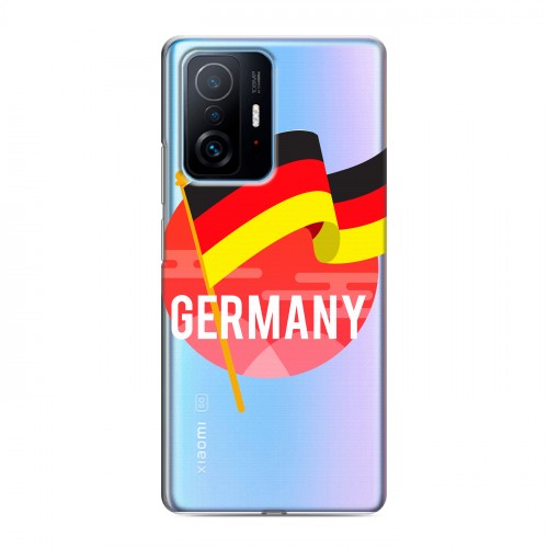 Полупрозрачный дизайнерский силиконовый с усиленными углами чехол для Xiaomi 11T Флаг Германии