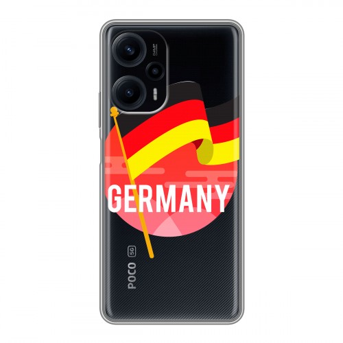 Полупрозрачный дизайнерский силиконовый с усиленными углами чехол для XIaomi Poco F5 Флаг Германии