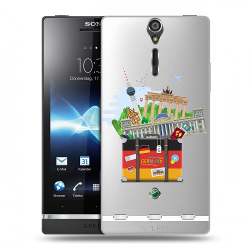 Полупрозрачный дизайнерский пластиковый чехол для Sony Xperia S Флаг Германии