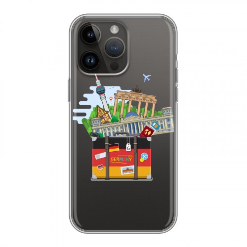 Полупрозрачный дизайнерский силиконовый с усиленными углами чехол для Iphone 14 Pro Max Флаг Германии