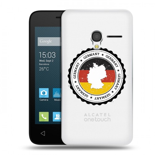 Полупрозрачный дизайнерский пластиковый чехол для Alcatel One Touch Pixi 3 (4.0) Флаг Германии