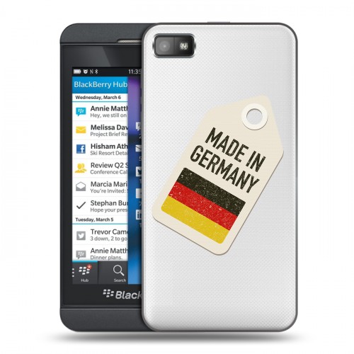 Полупрозрачный дизайнерский пластиковый чехол для BlackBerry Z10 Флаг Германии