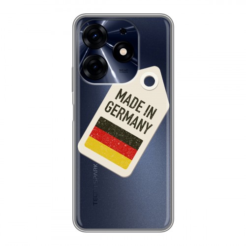 Полупрозрачный дизайнерский силиконовый с усиленными углами чехол для Tecno Spark 10 Pro Флаг Германии