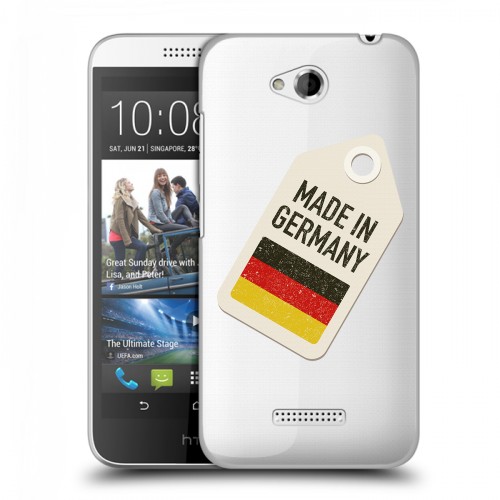 Полупрозрачный дизайнерский пластиковый чехол для HTC Desire 616 Флаг Германии