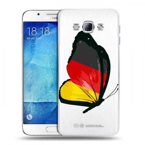 Полупрозрачный дизайнерский пластиковый чехол для Samsung Galaxy A8 Флаг Германии