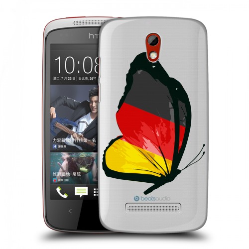 Полупрозрачный дизайнерский пластиковый чехол для HTC Desire 500 Флаг Германии