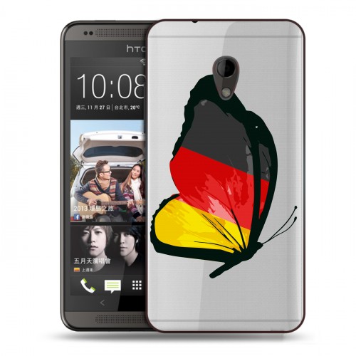 Полупрозрачный дизайнерский силиконовый чехол для HTC Desire 700 Флаг Германии