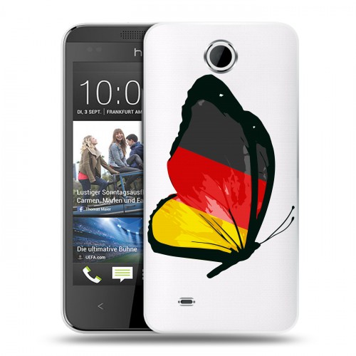 Полупрозрачный дизайнерский пластиковый чехол для HTC Desire 300 Флаг Германии