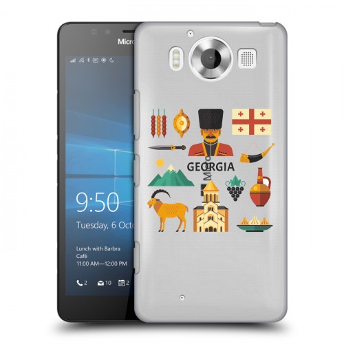 Полупрозрачный дизайнерский пластиковый чехол для Microsoft Lumia 950 Грузия
