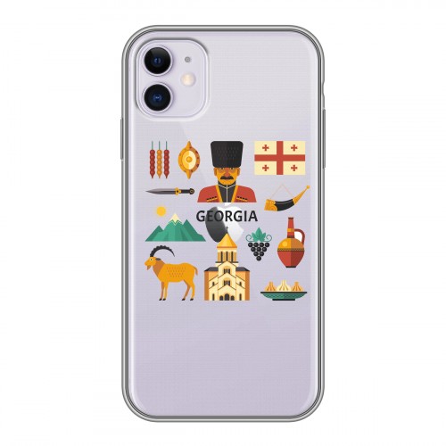 Полупрозрачный дизайнерский силиконовый чехол для Iphone 11 Грузия