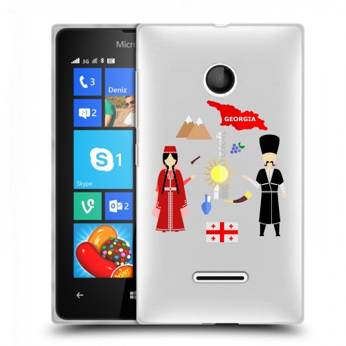 Полупрозрачный дизайнерский пластиковый чехол для Microsoft Lumia 435 Грузия