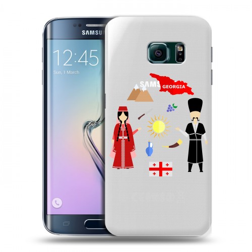 Полупрозрачный дизайнерский пластиковый чехол для Samsung Galaxy S6 Edge Грузия