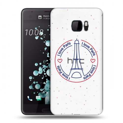 Полупрозрачный дизайнерский пластиковый чехол для HTC U Ultra Флаг Франции