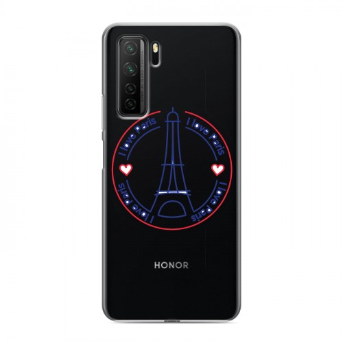 Полупрозрачный дизайнерский силиконовый с усиленными углами чехол для Huawei Honor 30S Флаг Франции