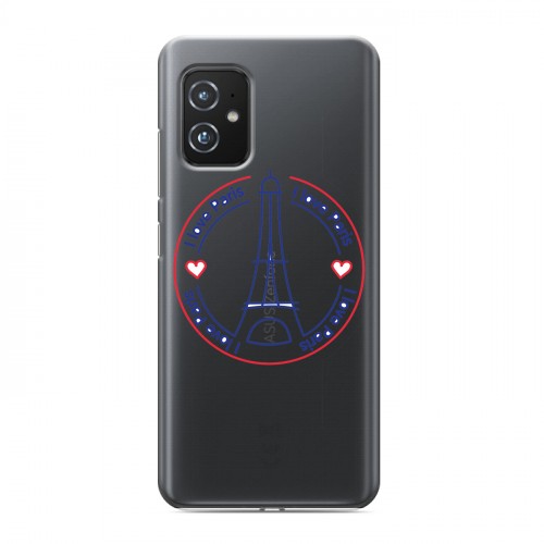 Полупрозрачный дизайнерский пластиковый чехол для ASUS ZenFone 8 Флаг Франции