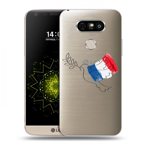 Полупрозрачный дизайнерский пластиковый чехол для LG G5 Флаг Франции