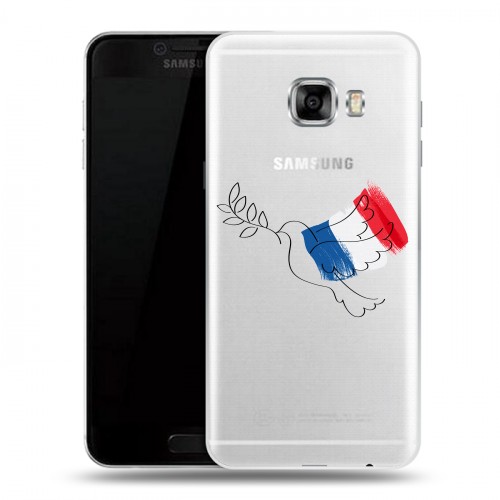 Полупрозрачный дизайнерский пластиковый чехол для Samsung Galaxy C5 Флаг Франции