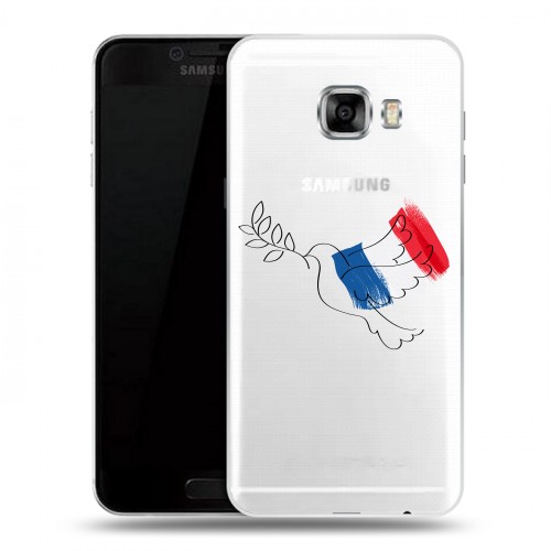 Полупрозрачный дизайнерский пластиковый чехол для Samsung Galaxy C7 Флаг Франции